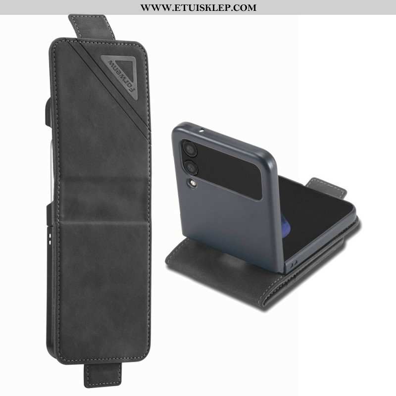 Skórzany Futerał do Samsung Galaxy Z Flip 4 Etui Folio Forwenw Efekt Skóry